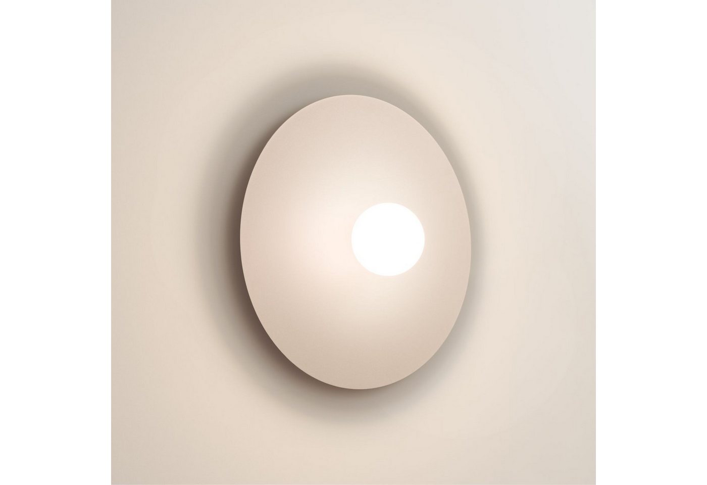 Licht-Erlebnisse Wandleuchte ALBI, ohne Leuchtmittel, Glas Metall G9 D: 50 cm rund Beige Weiß Kugelschirm Modern Wandlampe Bild 5