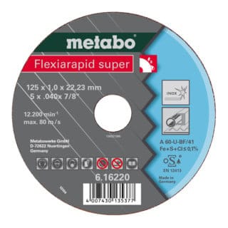Metabo - Flexiarapid Super 125x0,8x22,23 Inox, Trennscheibe, Gekröpfte Ausführung