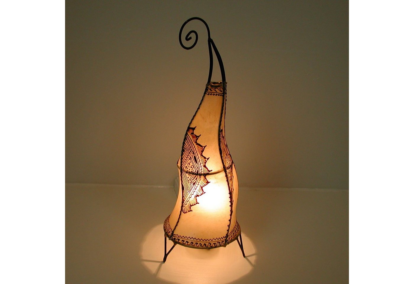 Casa Moro Stehlampe Marokkanische Hennalampe Stehlampe Hissan H60 cm weiss, ohne Leuchtmittel, Handbemalte Lederlampe Hennaleuchte aus echtem Leder L1780 Bild 2