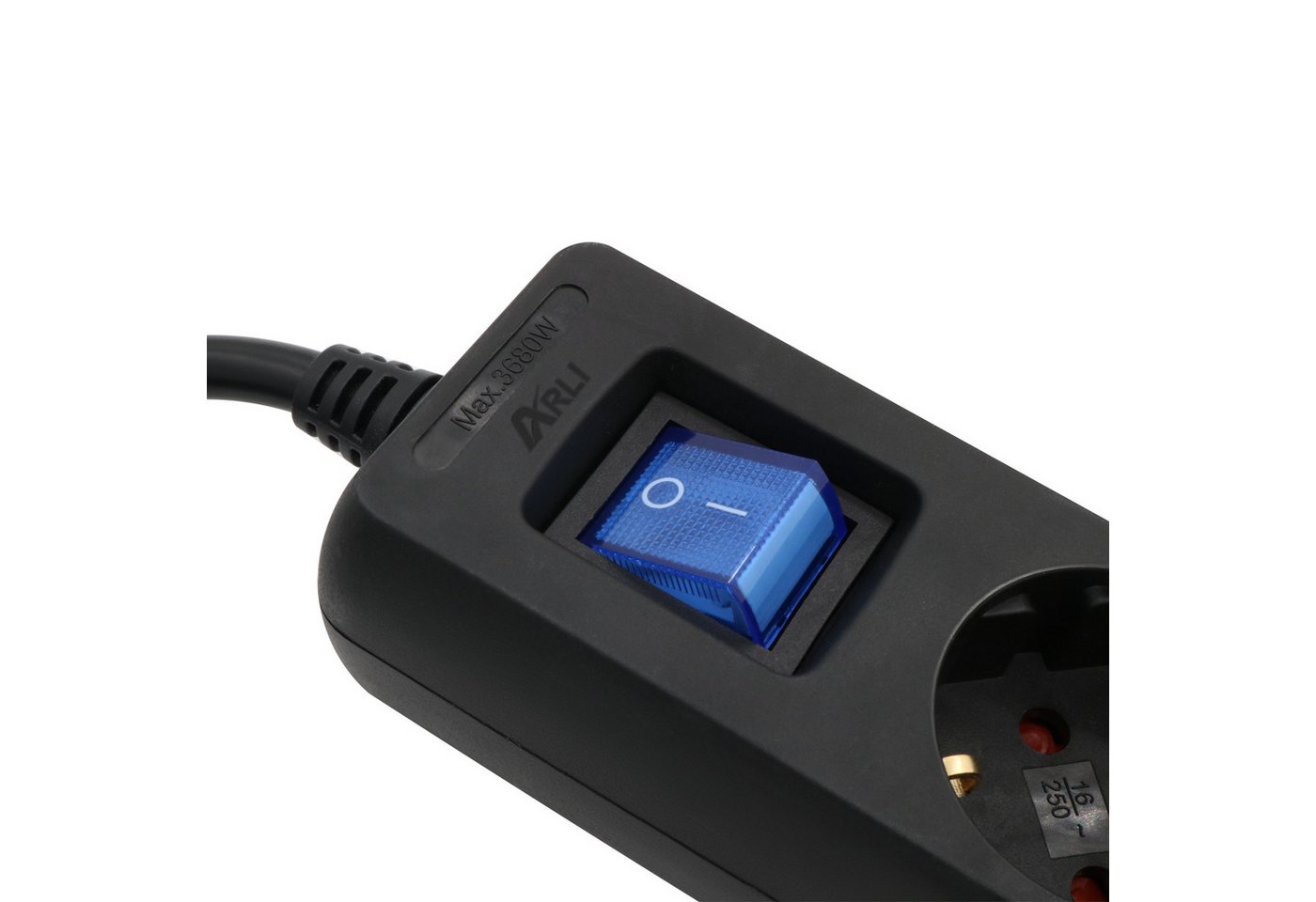 ARLI 1,5m Steckdosenleiste schwarz 5 fach mit USB-A + USB-C Steckdosenleiste 7-fach (Schutzkontaktstecker, EIN / AUS Schalter, Kindersicherung, Kabellänge 5 m), flacher Winkelstecker