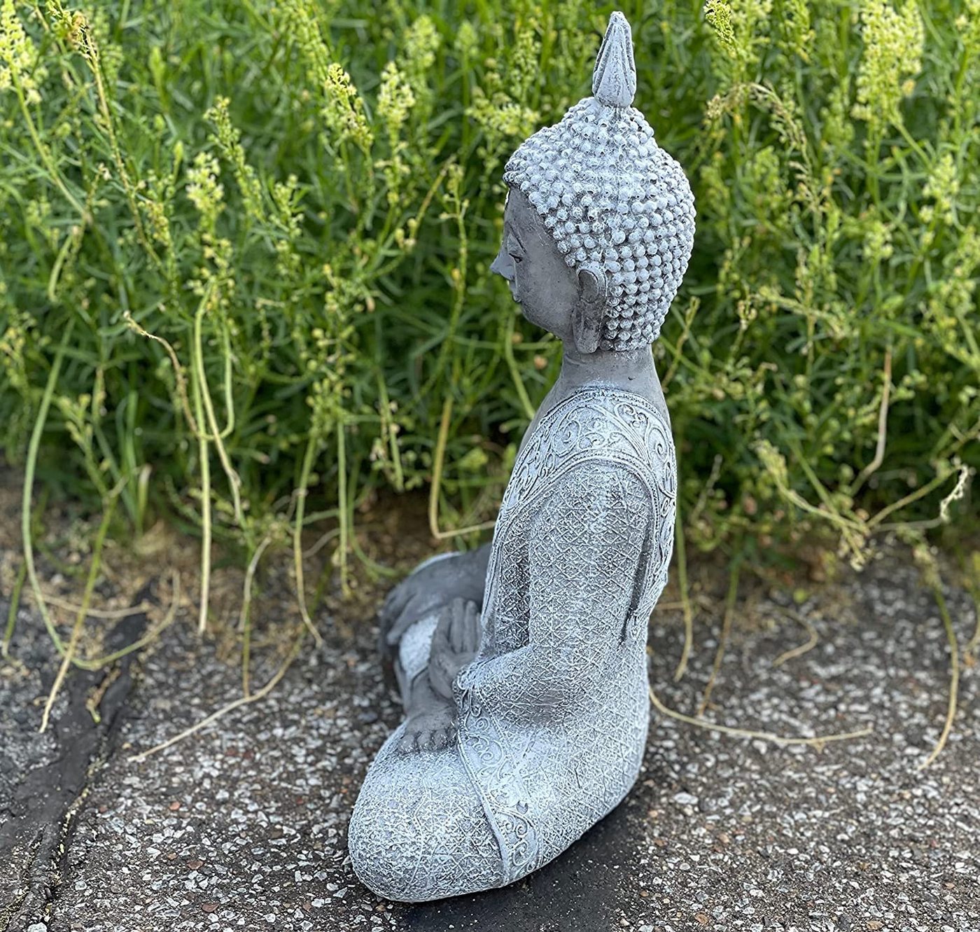 Stone and Style Gartenfigur Frostfeste Steinfigur meditierender Shiva