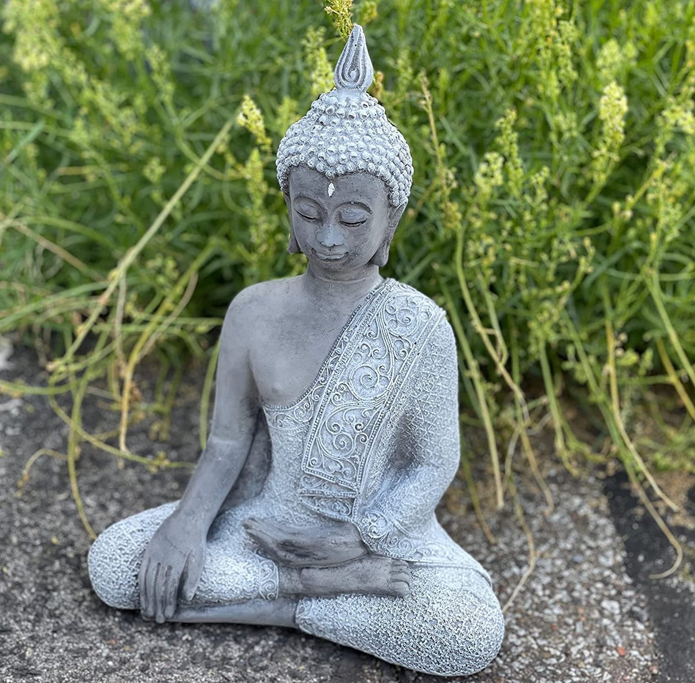 Stone and Style Gartenfigur Frostfeste Steinfigur meditierender Shiva Bild 2