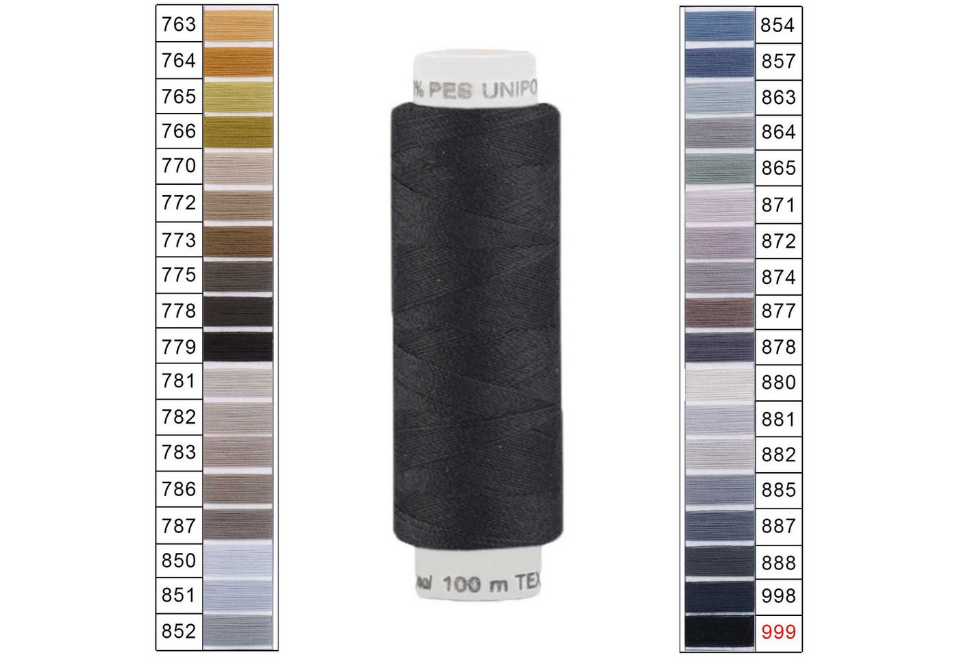 maDDma Nähgarn 100m Unipoly 120 TEX14x2 Farbwahl 6v6 Nähgarn, 100 m, 999