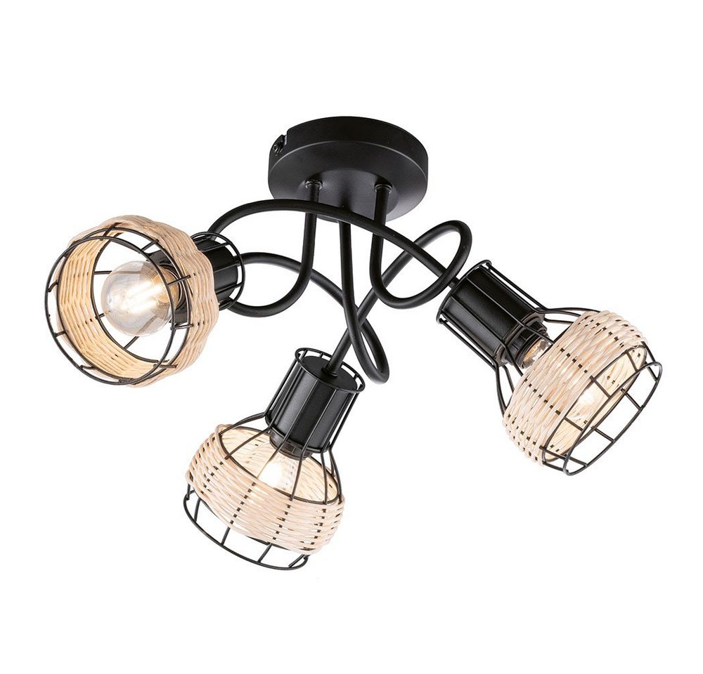 FISCHER & HONSEL Deckenleuchte, Leuchtmittel nicht inklusive, Deckenstrahler Deckenleuchte Spotlampe schwenkbar Rattan Gitter Bild 4