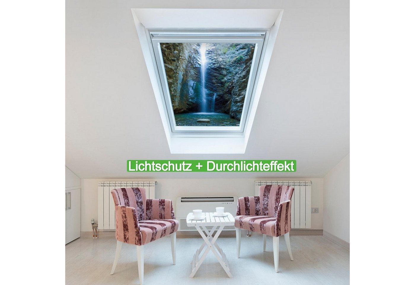 Wallario Sonnenschutz Wasserfall bei Sonneneinfall, blickdicht, mit Saugnäpfen, wiederablösbar und wiederverwendbar Bild 5