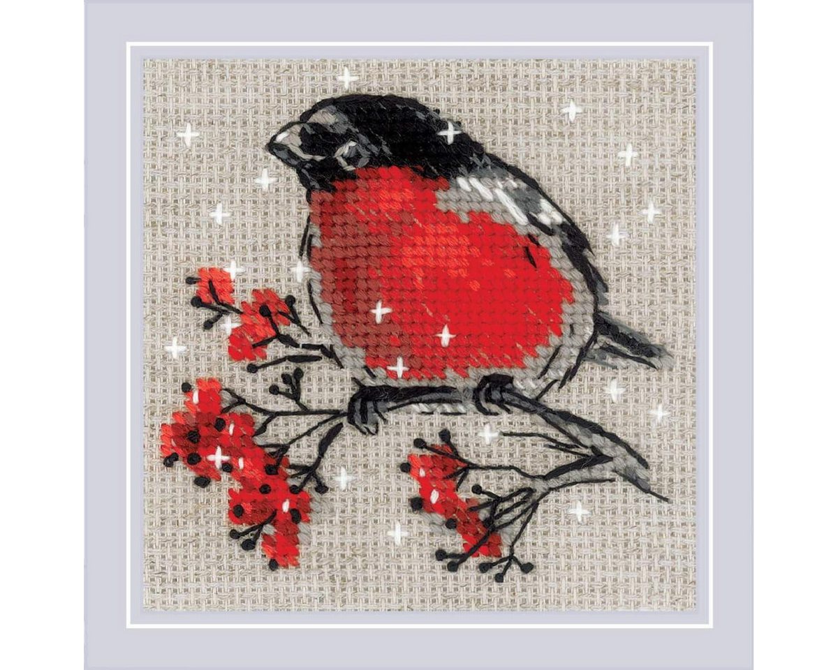 Riolis Kreativset Riolis Kreuzstich Stickpackung "Wintergast", Zählmuster, 10x10cm, (embroidery kit by Marussia)