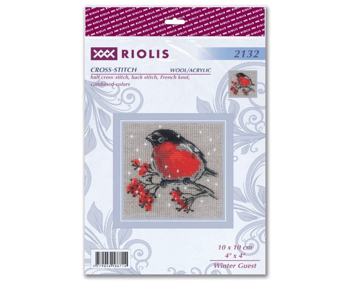 Riolis Kreativset Riolis Kreuzstich Stickpackung "Wintergast", Zählmuster, 10x10cm, (embroidery kit by Marussia) Bild 2