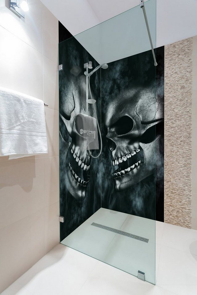 Wallario Duschrückwand Rauchende Schädel, (2-tlg) Bild 5
