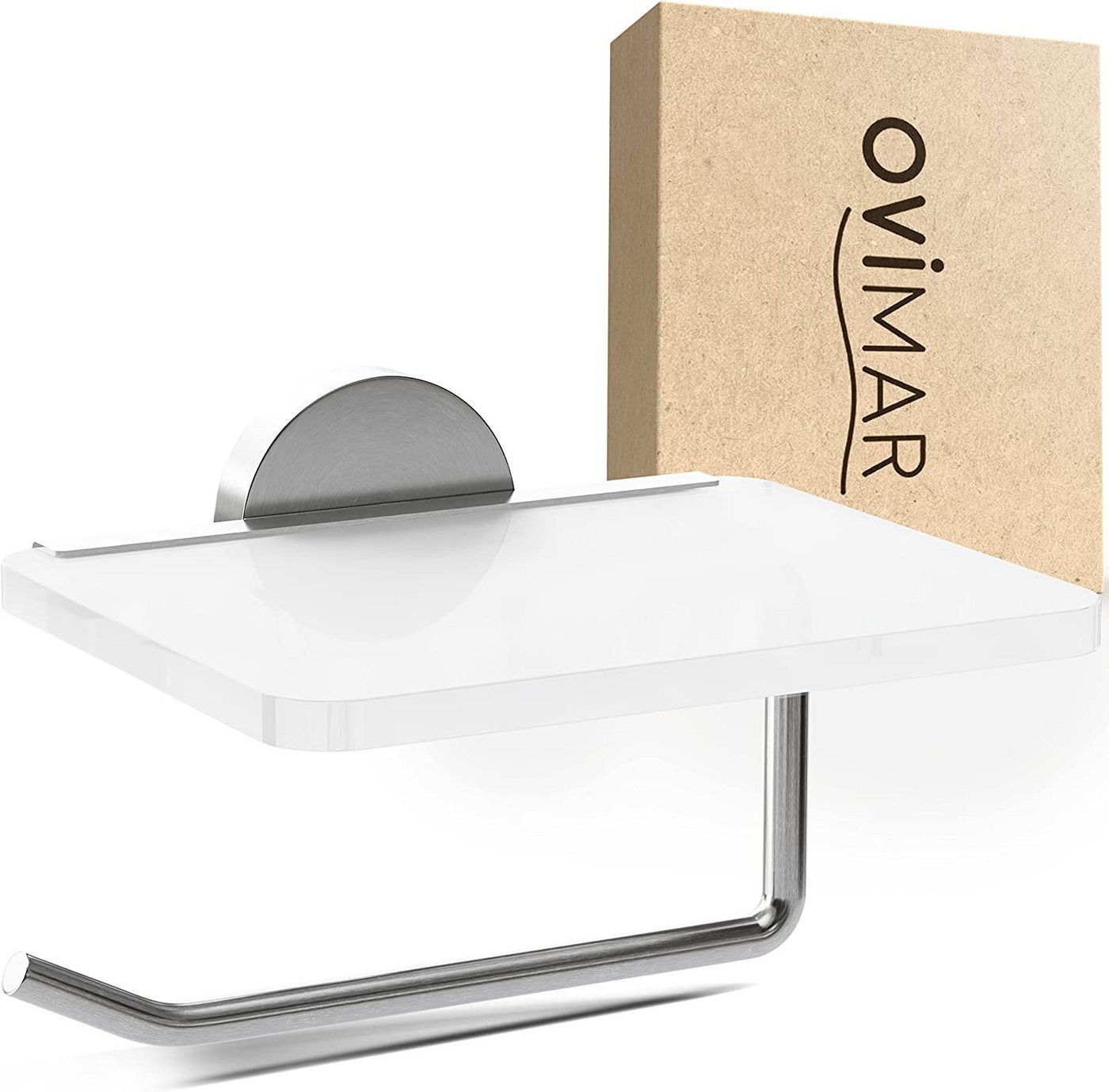 ovimar Toilettenpapierhalter Helnaes (1-St), aus Glas in Silber zur Zum Bohren Bild 2