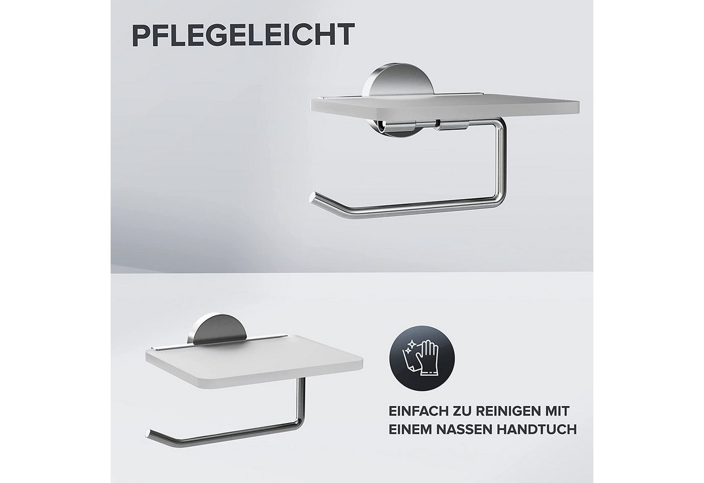 ovimar Toilettenpapierhalter Helnaes (1-St), aus Glas in Silber zur Zum Bohren Bild 3
