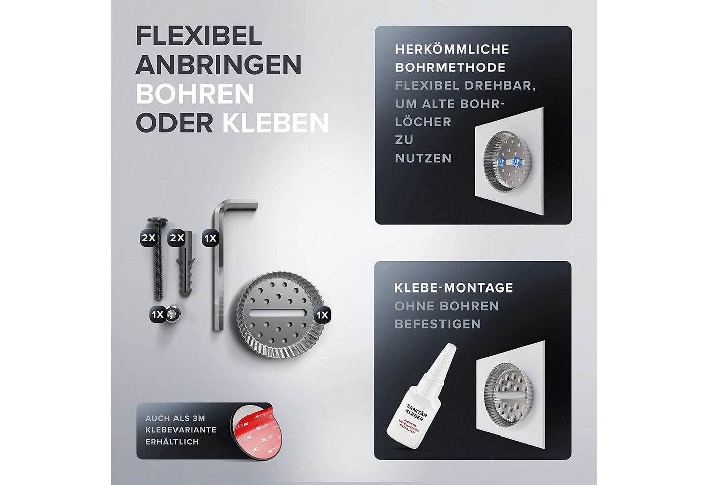 ovimar Toilettenpapierhalter Helnaes (1-St), aus Glas in Silber zur Zum Bohren Bild 4