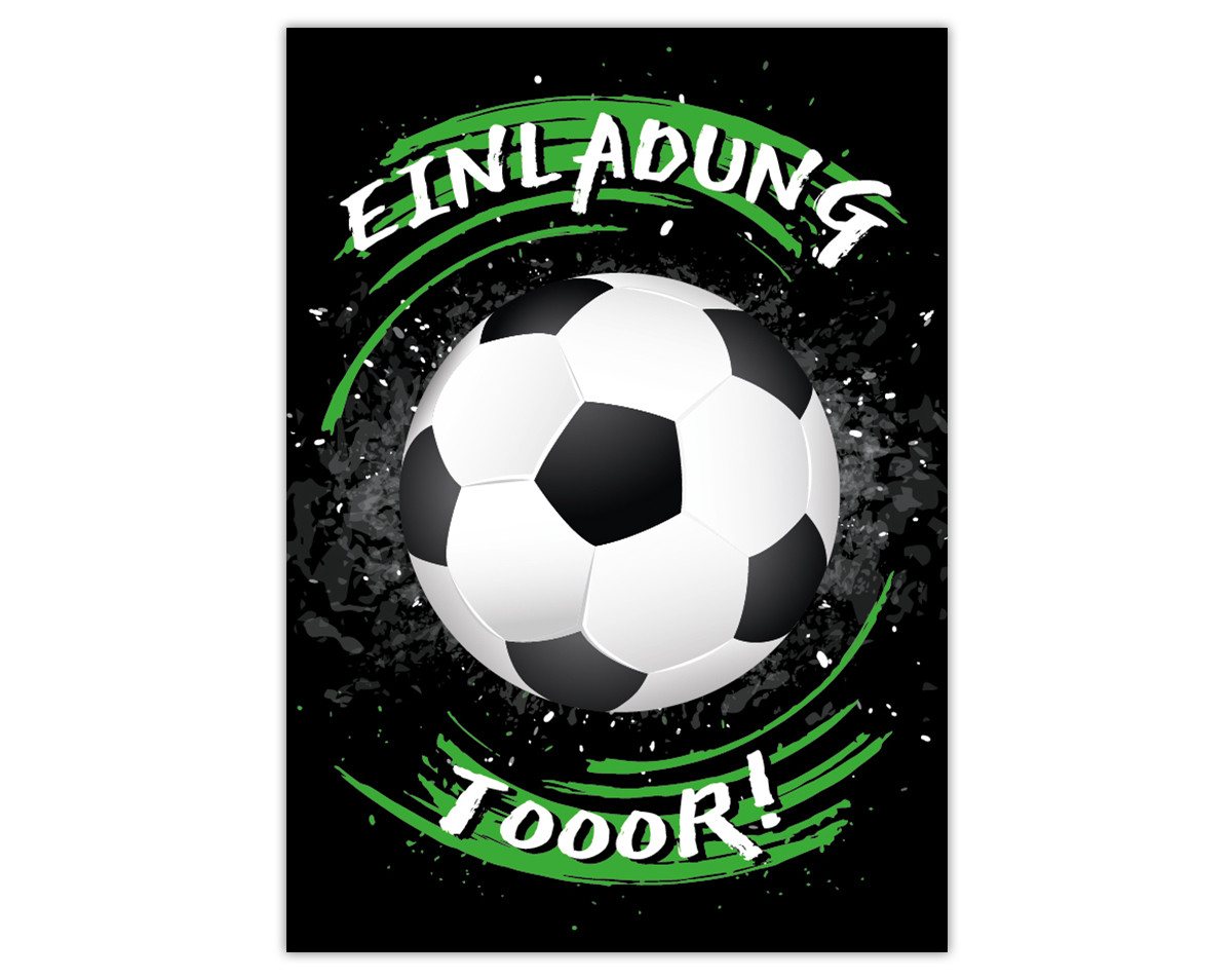 JUNAPACK Einladungskarten Fußball zum Kindergeburtstag Einladungen + Umschläge Karte Fussball, Karten mit Umschlägen zum Geburtstag soccer Kicken