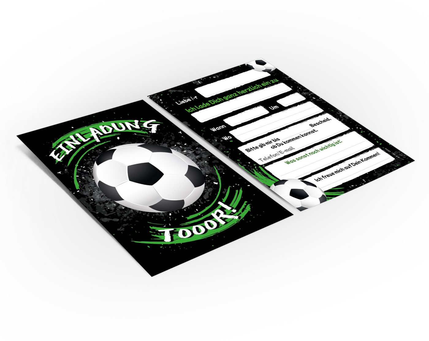 JUNAPACK Einladungskarten Fußball zum Kindergeburtstag Einladungen + Umschläge Karte Fussball, Karten mit Umschlägen zum Geburtstag soccer Kicken Bild 2