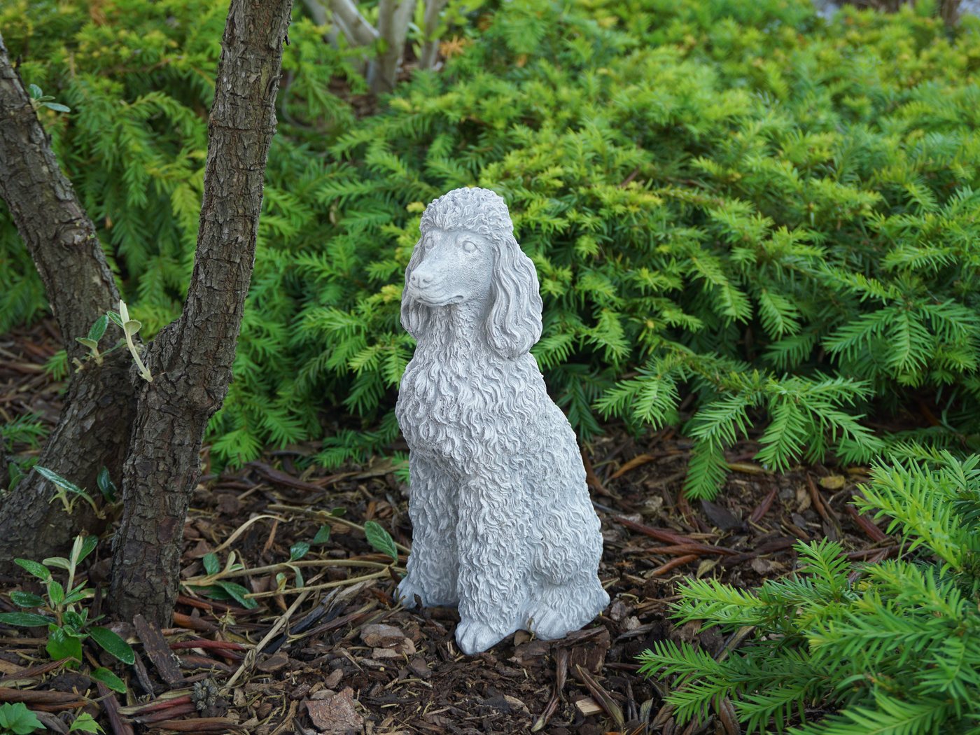 gartendekoparadies.de Gartenfigur Stolzer Pudel mit üppigen Locken, H. 28 cm, 4 kg, Frostsicher Bild 3