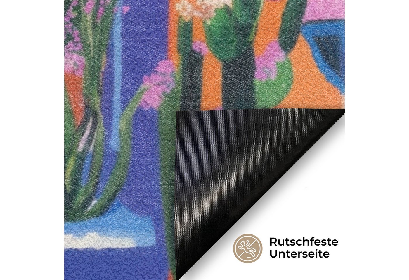 MuchoWow Fußmatte Gelb - Blau - Orange - Haus, Rechteckig, innen Schmutzfangmatte, Tür, Schmutzfänger Flur, Teppich 60x40 cm