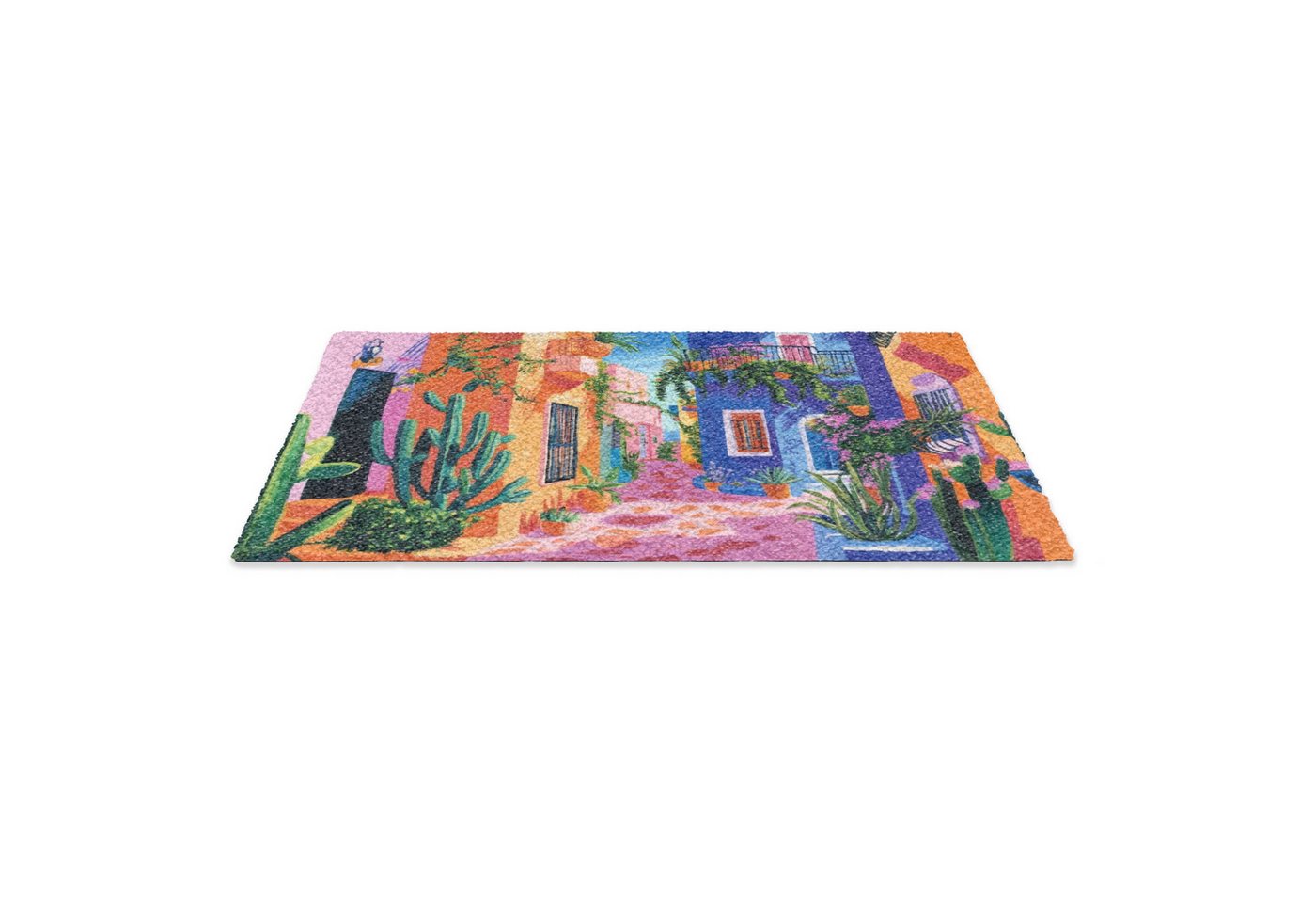 MuchoWow Fußmatte Gelb - Blau - Orange - Haus, Rechteckig, innen Schmutzfangmatte, Tür, Schmutzfänger Flur, Teppich 60x40 cm Bild 5