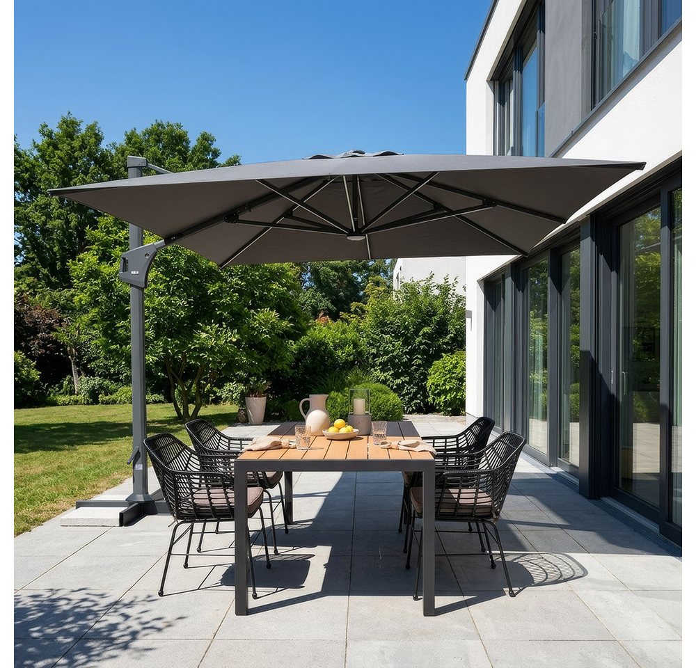 HOME DELUXE Sonnenschirm LED DIARO - ohne Schirmständer, LxB: 400x300 cm, 360° Drehfunktion, Solarbetriebene LED-Leuchten