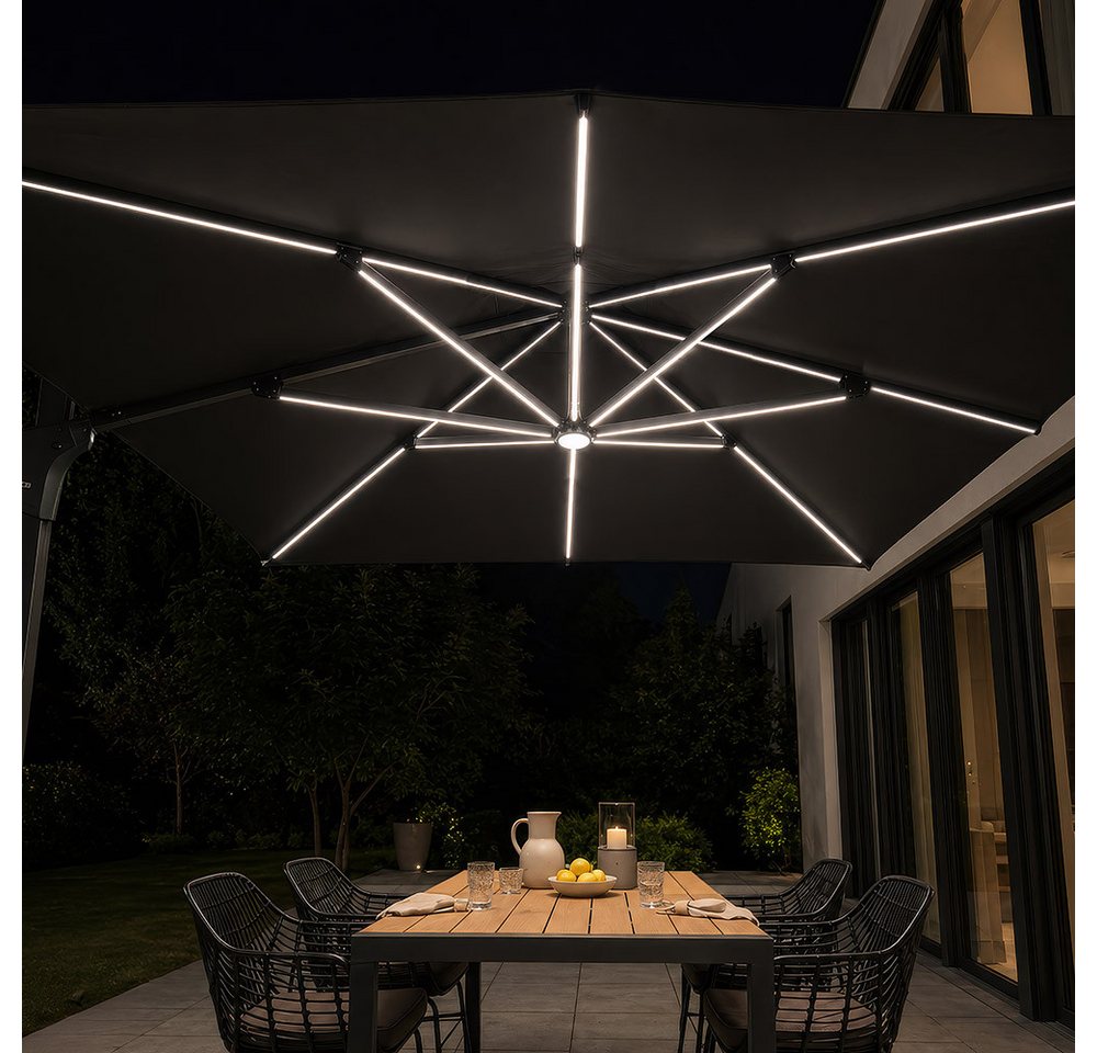 HOME DELUXE Sonnenschirm LED DIARO - ohne Schirmständer, LxB: 400x300 cm, 360° Drehfunktion, Solarbetriebene LED-Leuchten Bild 5