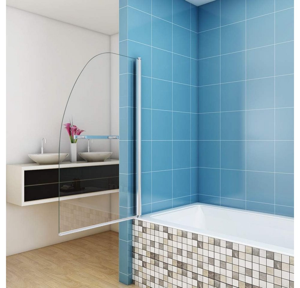 JDONG Duschwand für Badewanne 80x140cm Chrom Badewannenwand Faltbar Runde Kante 6MM, Sicherheitsglas, gehärtetes Sicherheitsglas beidseitig leicht zu reinigen Badewannenauf