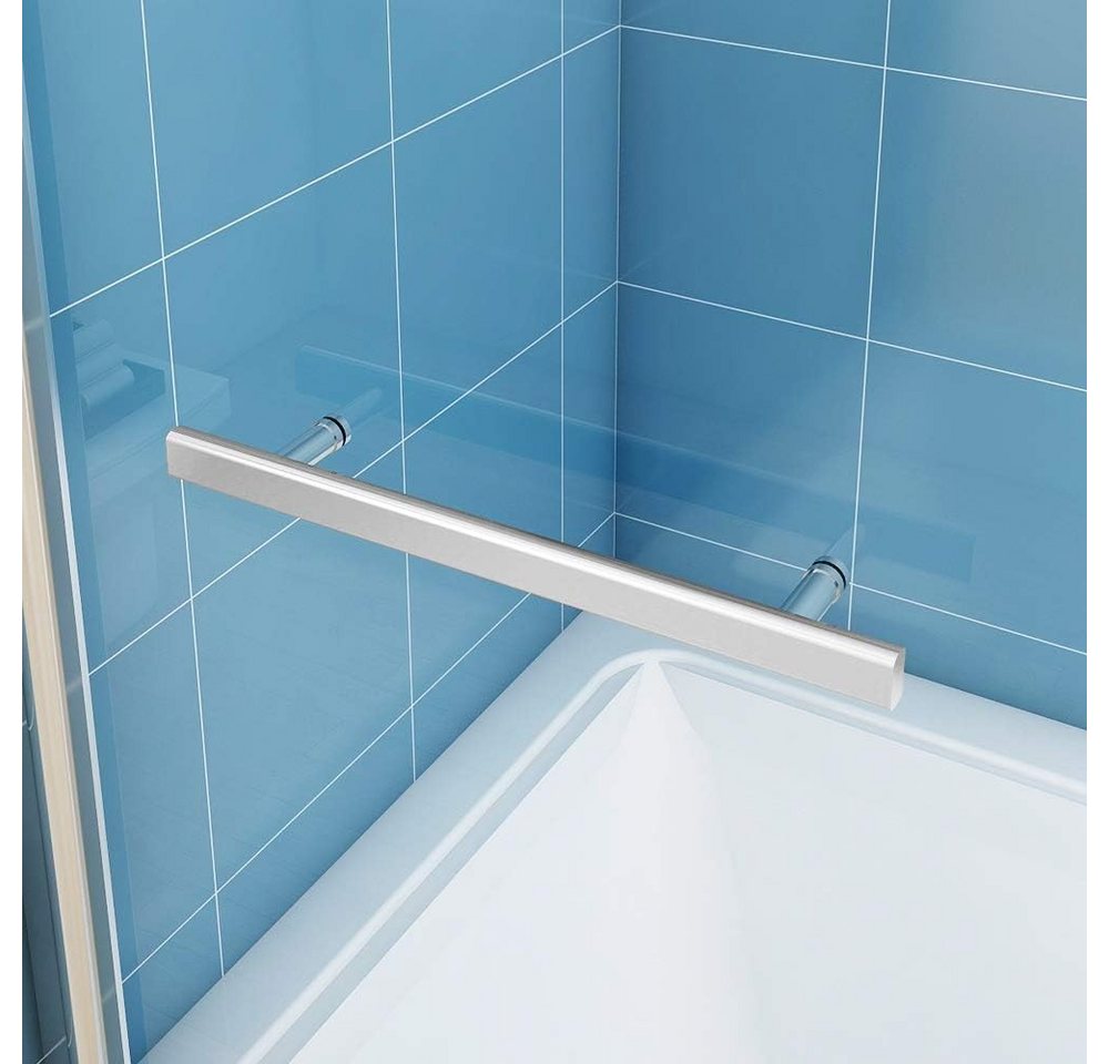 JDONG Duschwand für Badewanne 80x140cm Chrom Badewannenwand Faltbar Runde Kante 6MM, Sicherheitsglas, gehärtetes Sicherheitsglas beidseitig leicht zu reinigen Badewannenauf Bild 2