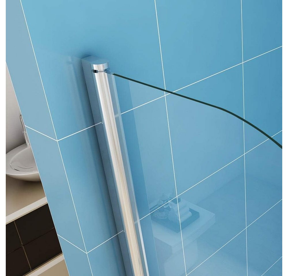 JDONG Duschwand für Badewanne 80x140cm Chrom Badewannenwand Faltbar Runde Kante 6MM, Sicherheitsglas, gehärtetes Sicherheitsglas beidseitig leicht zu reinigen Badewannenauf Bild 3