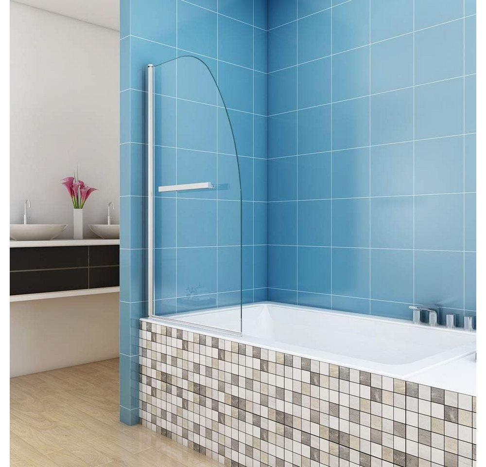 JDONG Duschwand für Badewanne 80x140cm Chrom Badewannenwand Faltbar Runde Kante 6MM, Sicherheitsglas, gehärtetes Sicherheitsglas beidseitig leicht zu reinigen Badewannenauf Bild 4
