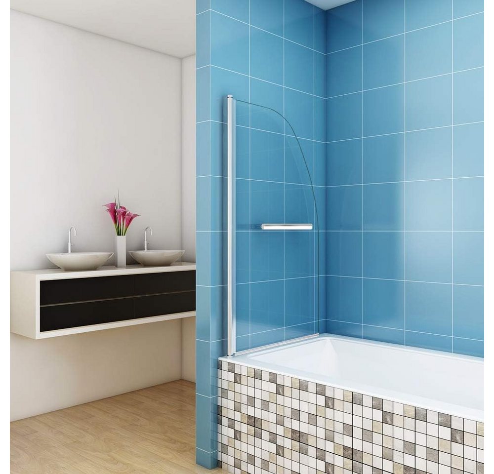 JDONG Duschwand für Badewanne 80x140cm Chrom Badewannenwand Faltbar Runde Kante 6MM, Sicherheitsglas, gehärtetes Sicherheitsglas beidseitig leicht zu reinigen Badewannenauf Bild 5