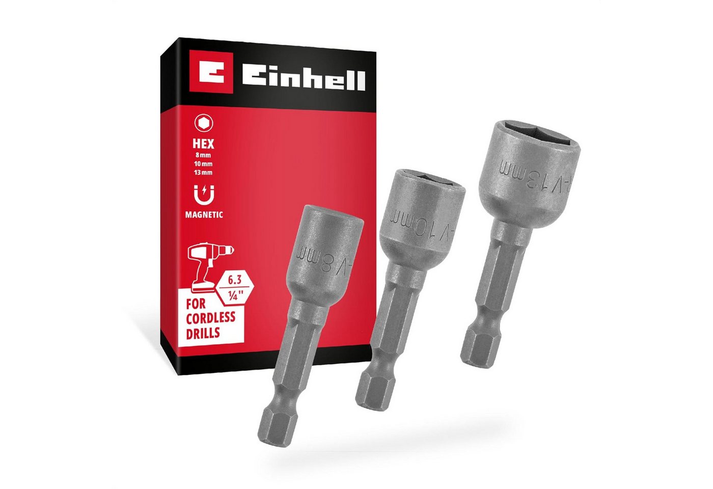 Einhell Werkzeugset, (3-tlg), Sechskant-Steckschlüssel-Set 3-tlg. (Magnetaufnahme, Chrom Vanadium, K Bild 4