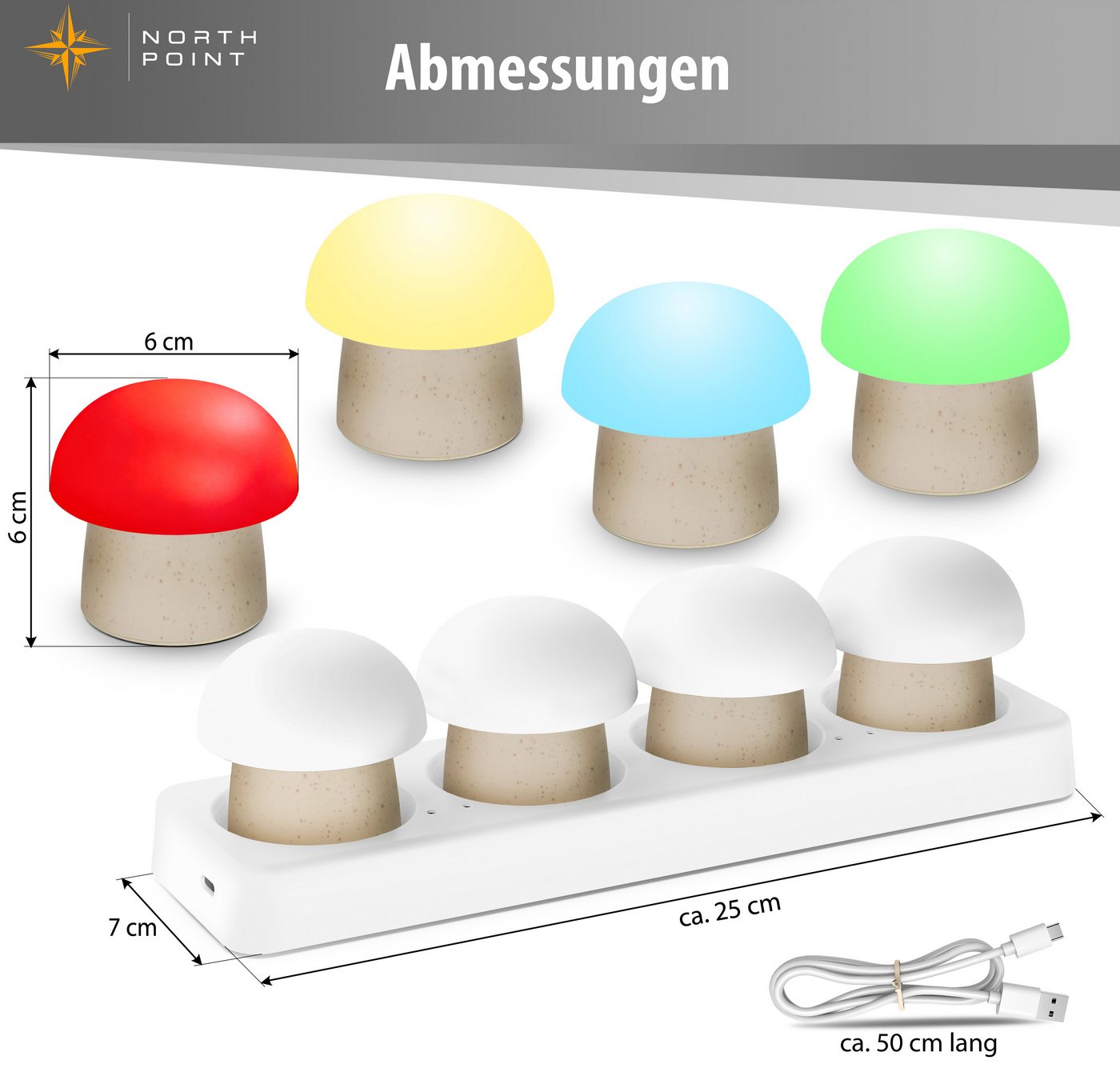 Northpoint LED Dekolicht Mushroom Lounge Lights LED-Pilzleuchten USB-C IP44 Bild 2