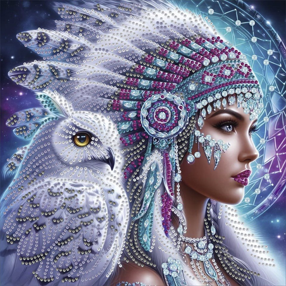 Venicce Love Kreativset Diamond Painting Bilder, Diamant Painting Malerei Set – Frau mit Eule, (1-tlg)