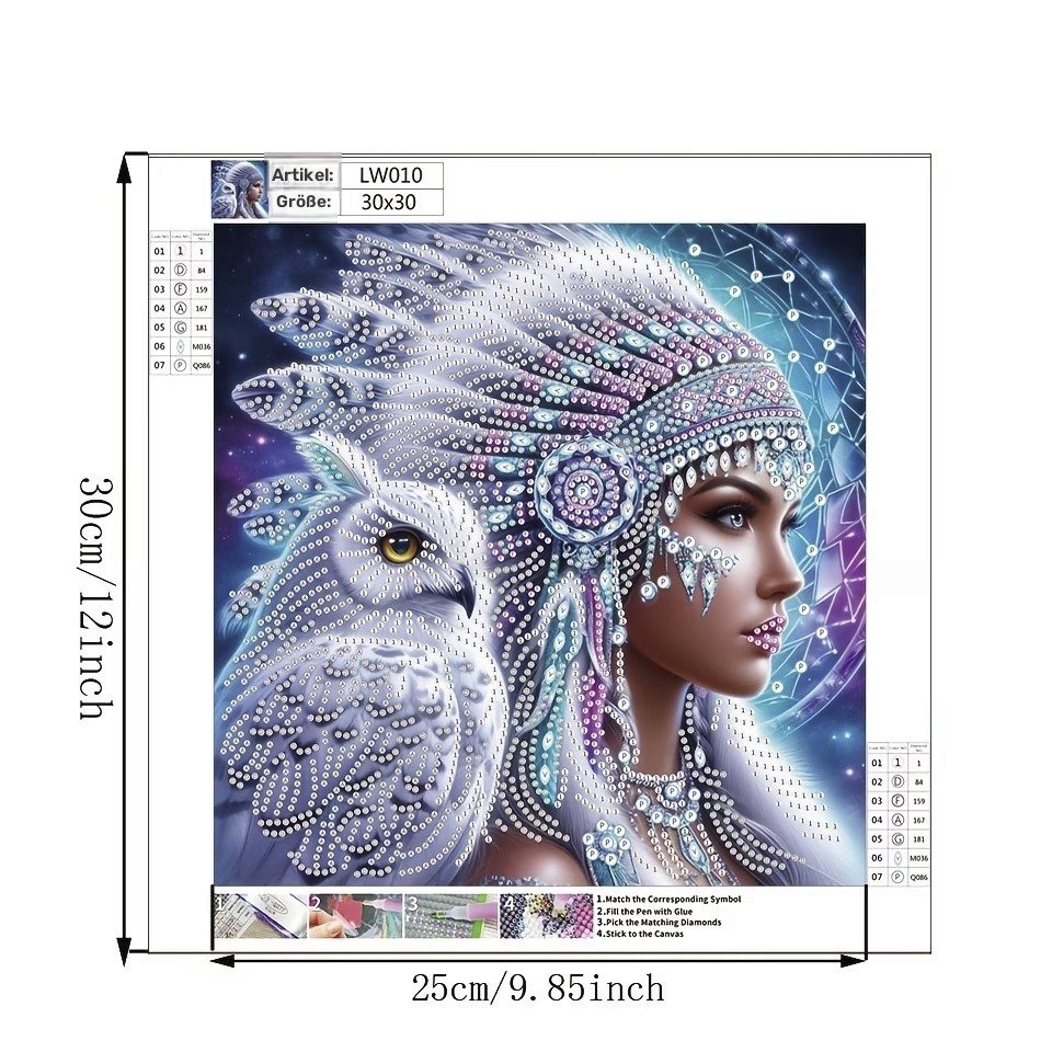Venicce Love Kreativset Diamond Painting Bilder, Diamant Painting Malerei Set – Frau mit Eule, (1-tlg) Bild 3