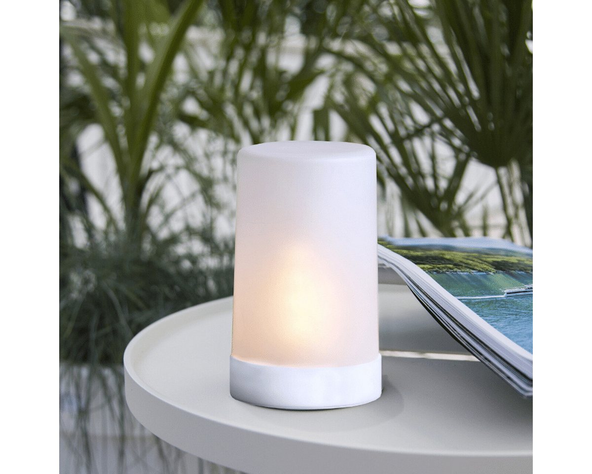 MARELIDA LED-Kerze LED Windlicht auch für Laternen H: 14,5cm Timer gefrostet für Außen, LED Classic, gelb Bild 3