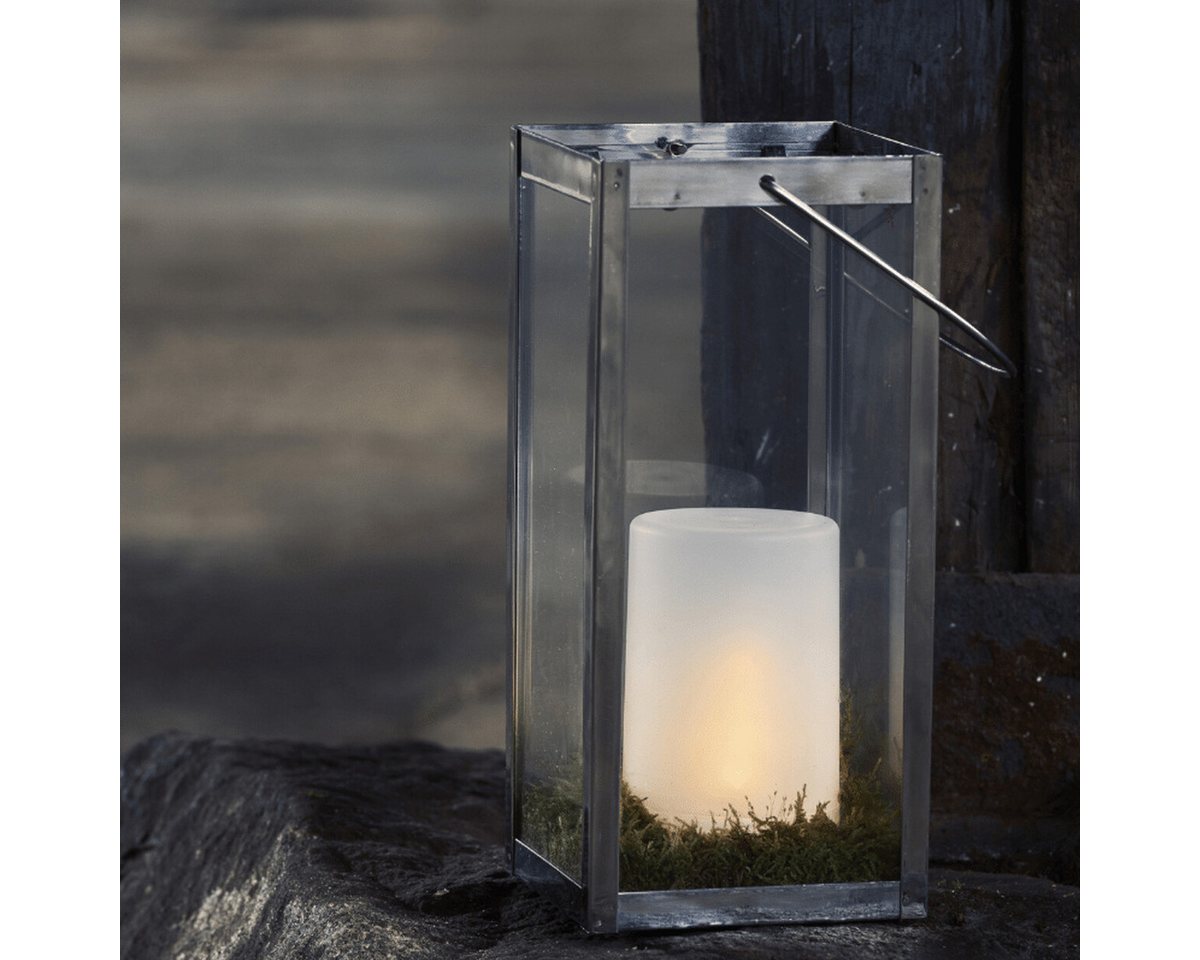 MARELIDA LED-Kerze LED Windlicht auch für Laternen H: 14,5cm Timer gefrostet für Außen, LED Classic, gelb Bild 4