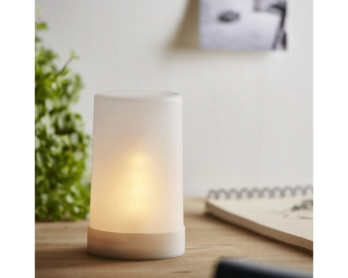MARELIDA LED-Kerze LED Windlicht auch für Laternen H: 14,5cm Timer gefrostet für Außen, LED Classic, gelb Bild 5