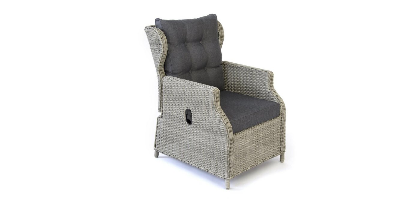 bellavista - Home&Garden® Gartenlounge-Set Dininglounge-Set Canelli 7 Personen Polyrattan grau Aluminium, (Set, 6-tlg., 1 Sofa, 2 Sessel, 2 Hocker, 1 Tisch, inkl. Auflagen), grau, Polyrattan, für 7 Personen, wetterfest - Garten, Terrasse Bild 2