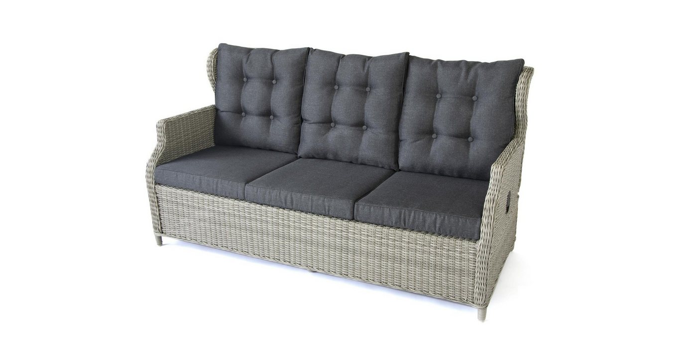 bellavista - Home&Garden® Gartenlounge-Set Dininglounge-Set Canelli 7 Personen Polyrattan grau Aluminium, (Set, 6-tlg., 1 Sofa, 2 Sessel, 2 Hocker, 1 Tisch, inkl. Auflagen), grau, Polyrattan, für 7 Personen, wetterfest - Garten, Terrasse Bild 3