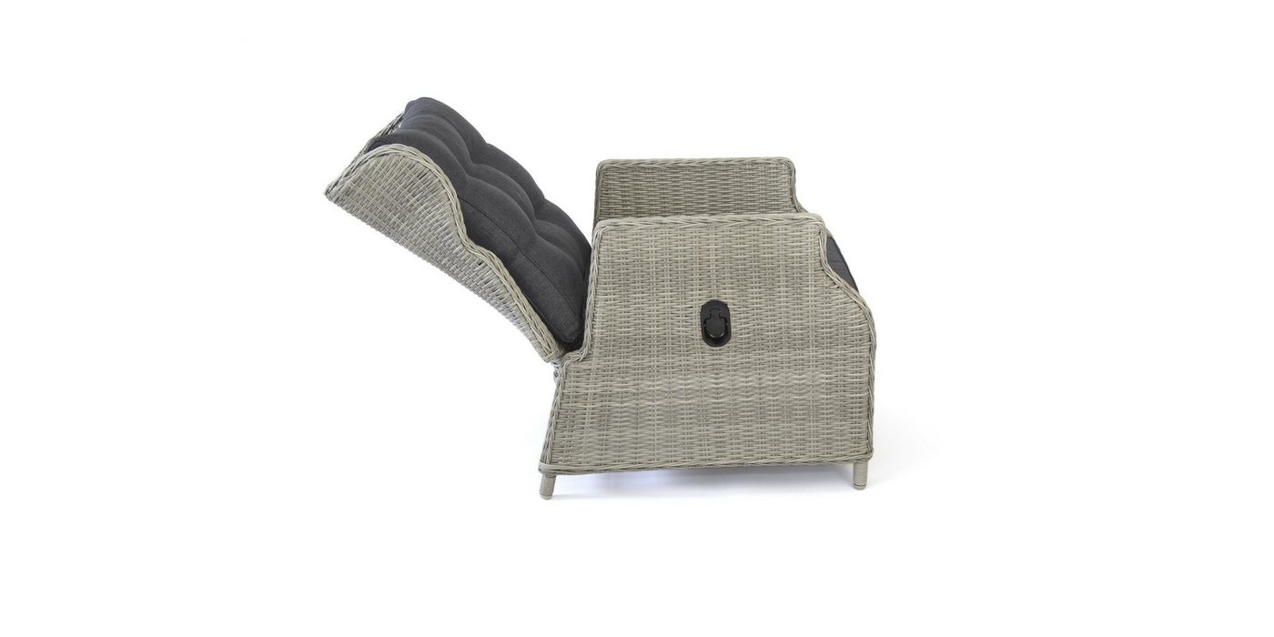 bellavista - Home&Garden® Gartenlounge-Set Dininglounge-Set Canelli 7 Personen Polyrattan grau Aluminium, (Set, 6-tlg., 1 Sofa, 2 Sessel, 2 Hocker, 1 Tisch, inkl. Auflagen), grau, Polyrattan, für 7 Personen, wetterfest - Garten, Terrasse Bild 5
