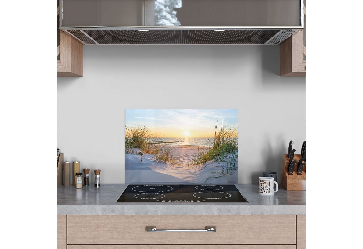 DEQORI Küchenrückwand 'Abendsonne an der Ostsee', Glas Spritzschutz Badrückwand Herdblende Bild 2