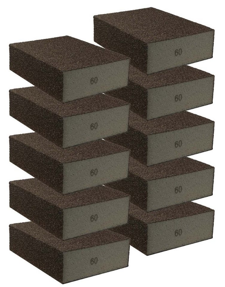 varivendo Schleifschwamm 10er Schleifschwamm Korn 60, Schwarzbraun, 100x70x25 mm, (Set, 10 St., Schleifschwamm), Schleifblock Schleifschwamm Schleifpad Handschleifpad Bild 2
