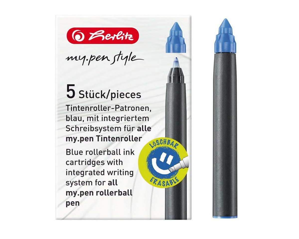 Herlitz Füllhalter 5 Herlitz Tintenroller-Patronen "my.pen" / königsblau