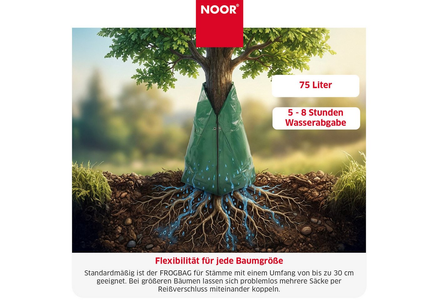 NOOR Bewässerungssystem FROGBAG 75 Liter - erweiterbare Baumbewässerung, (5-tlg), Bewässerungssack für eine nachhaltige und effiziente Bewässerung Bild 5