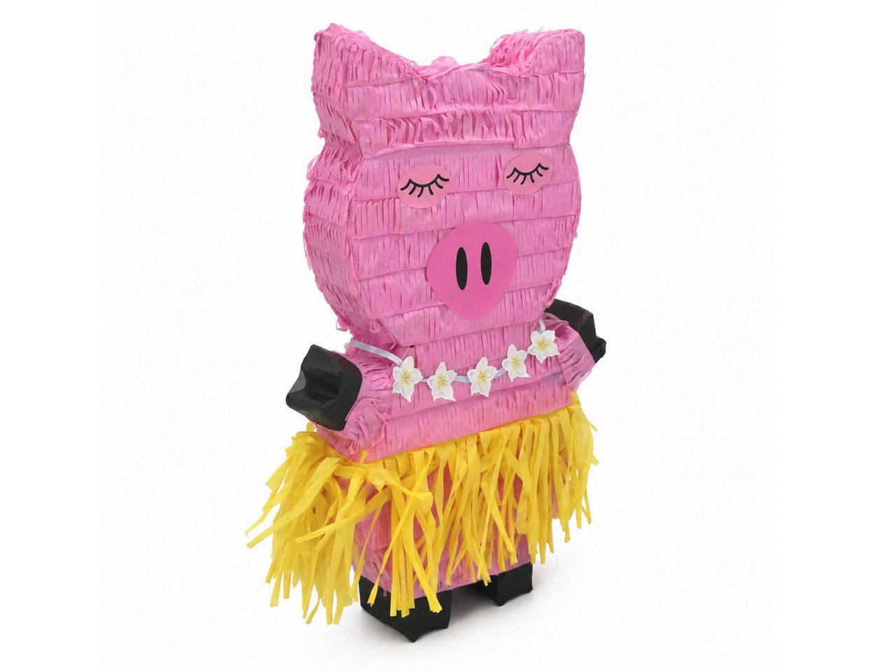 Funny Fashion Pinata Pinata 'Rosa Schweinchen mit Bastrock', 26x7,5x43