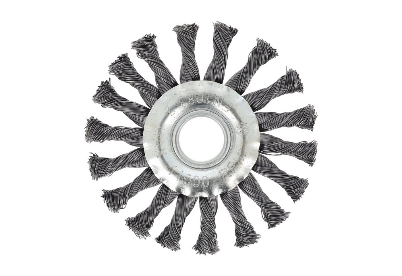 Grizzly Scheibenbürste Drahtbürste für Winkelschleifer, Bürstenaufsatz mit Ø 115 mm, ø 75 mm, 2-St., Gezopfte Scheibenbürste für kraftvolles Bearbeiten von Holz&Metall Bild 3