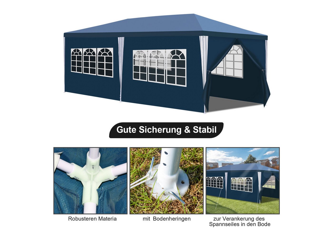 Clanmacy Pavillonseitenteil pavillon 3x6 m Gartenpavillon mit seitenteilen wasserdicht Bild 5