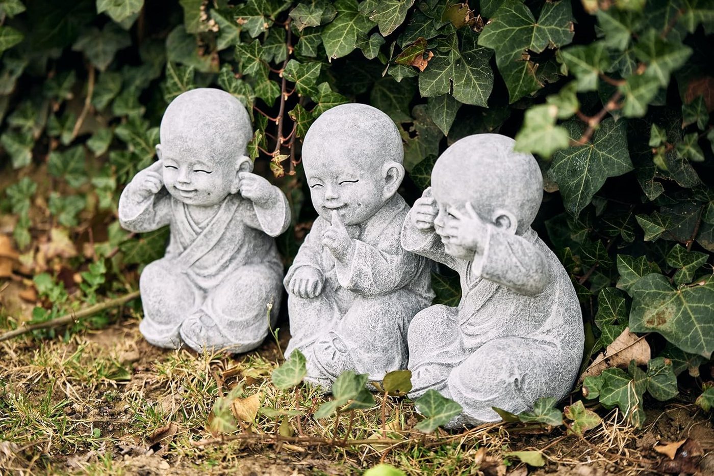 Stone and Style Gartenfigur Frostfeste Steinfiguren 3er-Set Shaolin Mönche Bild 5