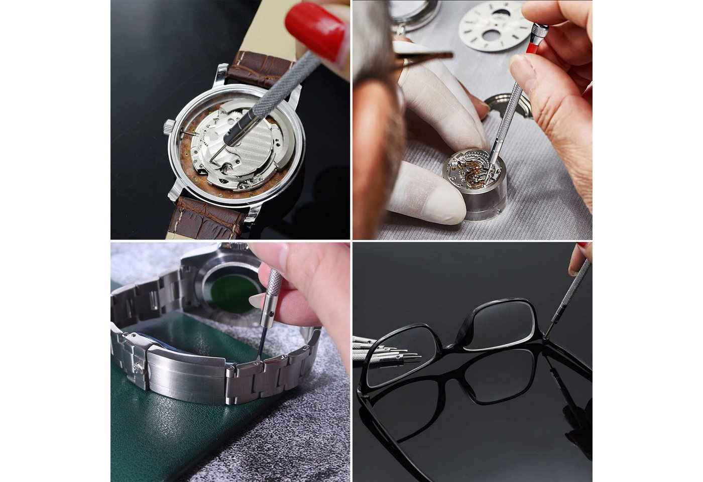 FOUORTUNATE-BEE Schraubendreher 10tlg Uhrmacher Schraubendreher Set Präzisionswerkzeug 0,6-2,0mm, Für Uhren Brillen Handy Reparatur Feinmechanik mit Entmagnetisierer Bild 3