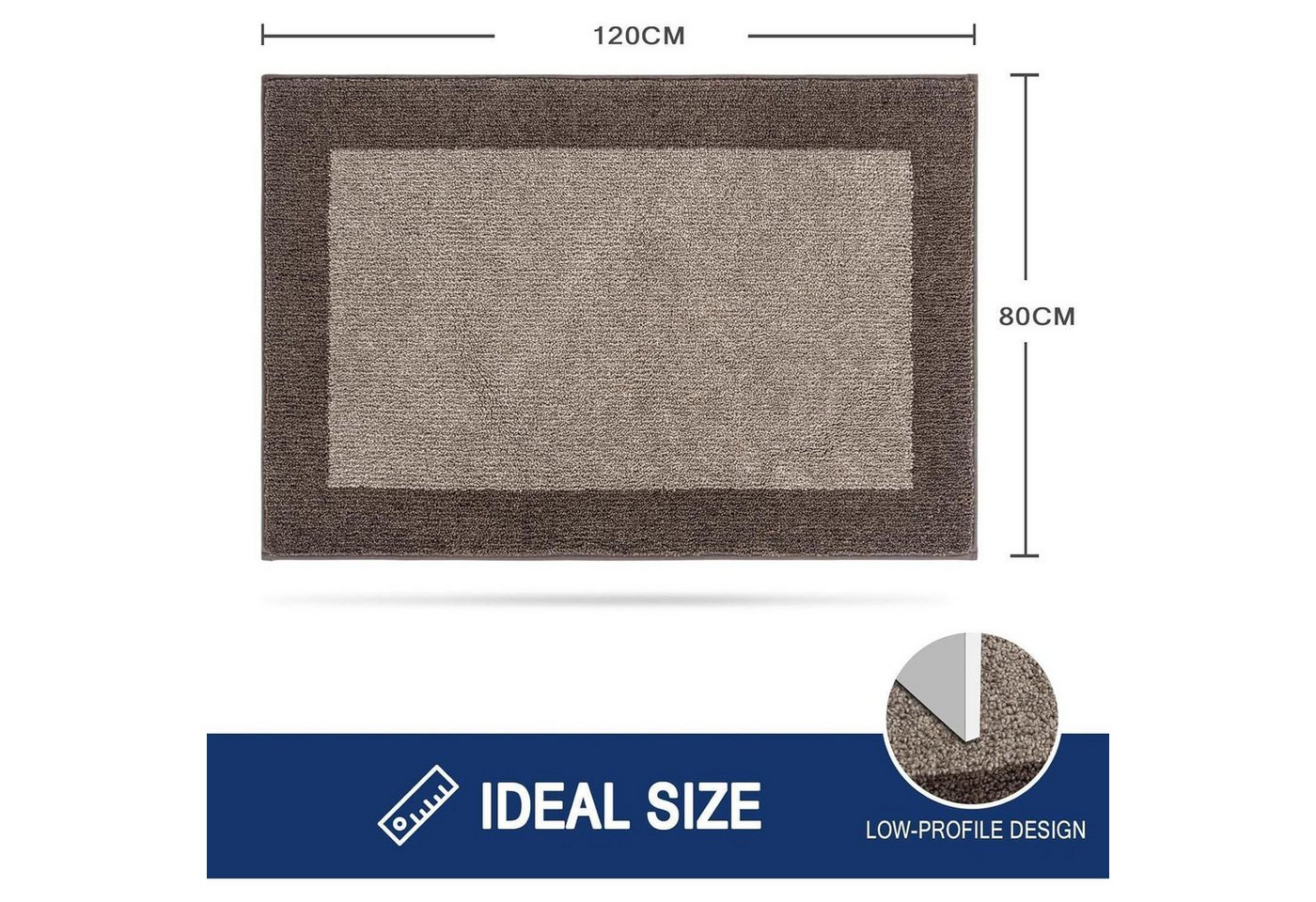 LuxusKollektion Fußmatte Schmutzfangmatte Fußmatte rutschfest 80 x 120 cm (Rechteckig) Beige