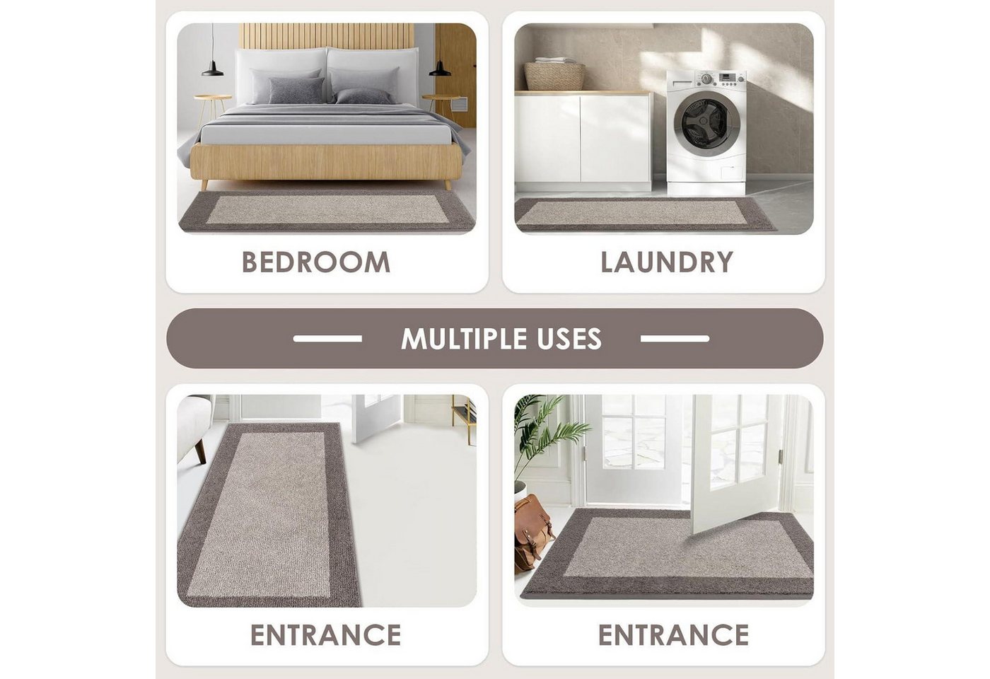 LuxusKollektion Fußmatte Schmutzfangmatte Fußmatte rutschfest 80 x 120 cm (Rechteckig) Beige Bild 3