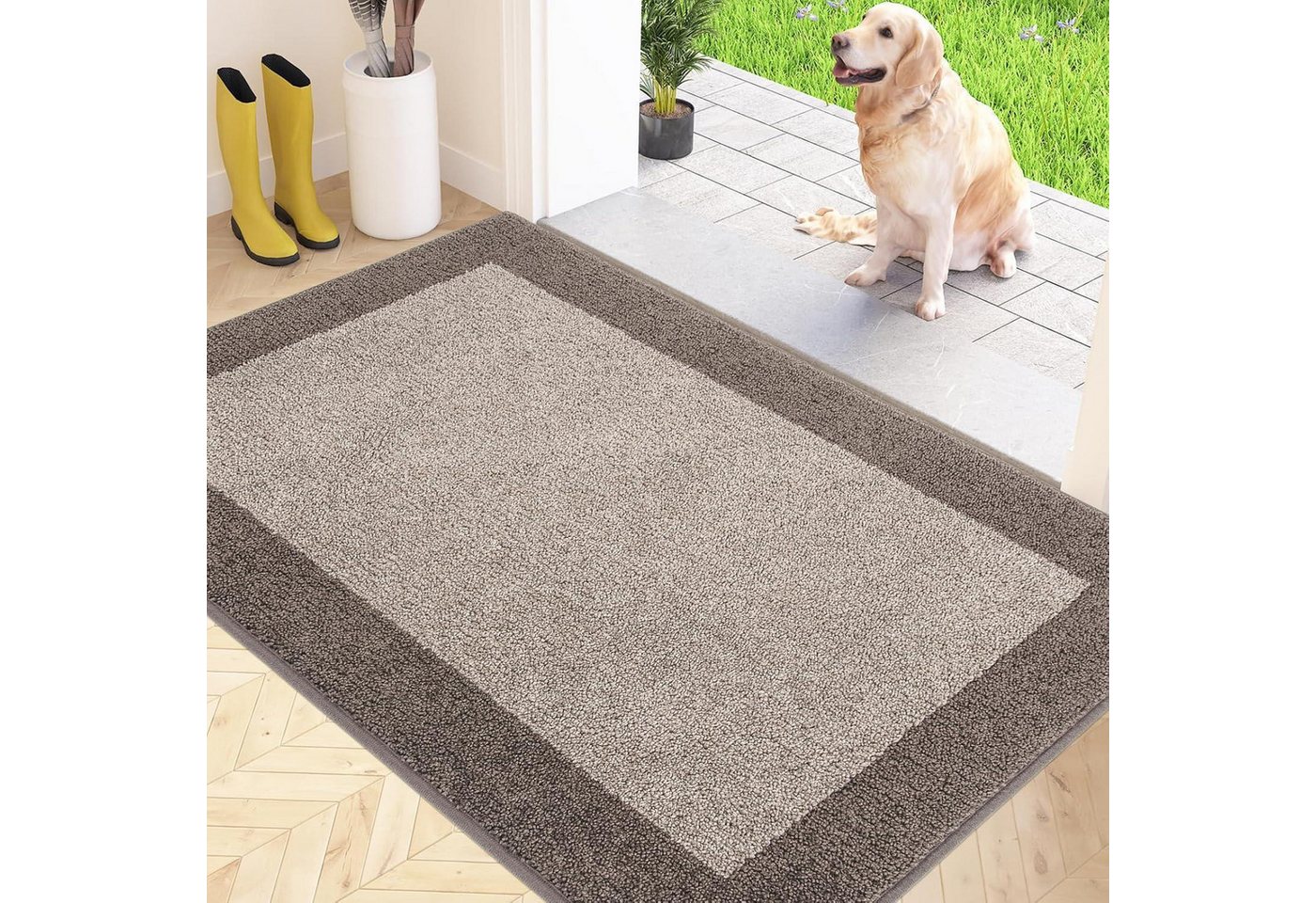 LuxusKollektion Fußmatte Schmutzfangmatte Fußmatte rutschfest 80 x 120 cm (Rechteckig) Beige Bild 4
