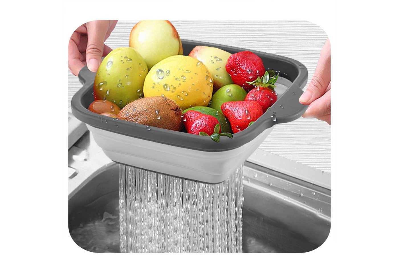 JEEL Küchensieb Sieb, Viereck, (1-St), BPA Frei, geruchfrei, zum Waschen Obst und Gemüse